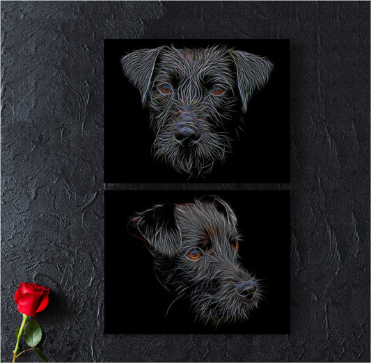 Patterdale Terrier Print with Stunning Fractal Art Design. Various Sizes Available