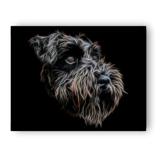 Black Schnauzer Print with Stunning Fractal Art Design. Various Sizes Available