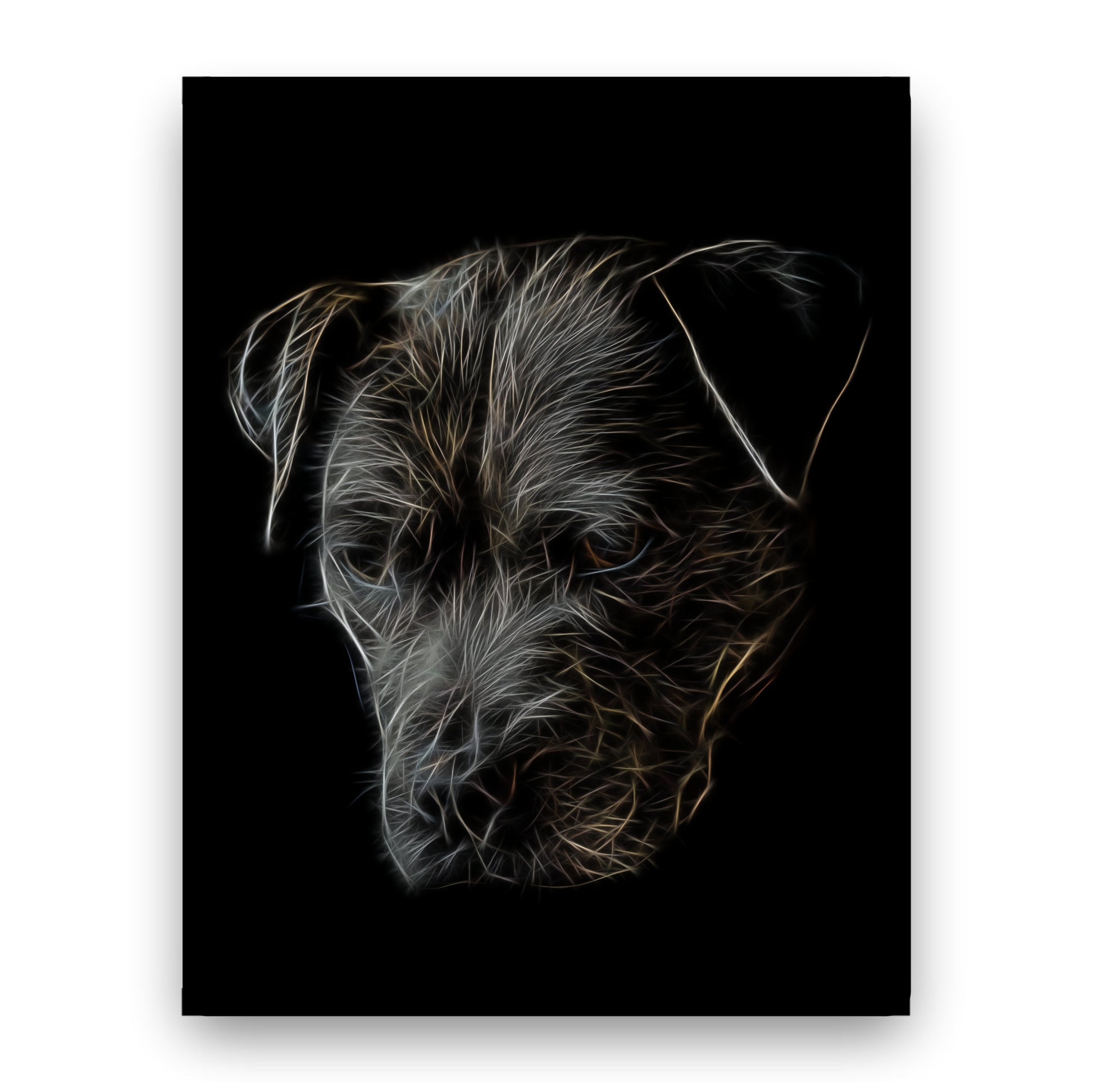 Black Staffordshire Bull Terrier Print with Stunning Fractal Art Design. Various Sizes Available