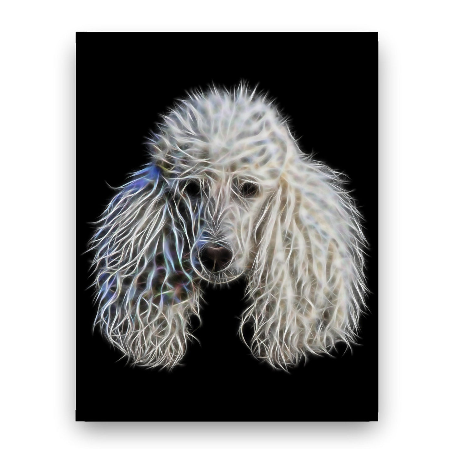 White Poodle Print with Stunning Fractal Art Design. Various Sizes Available