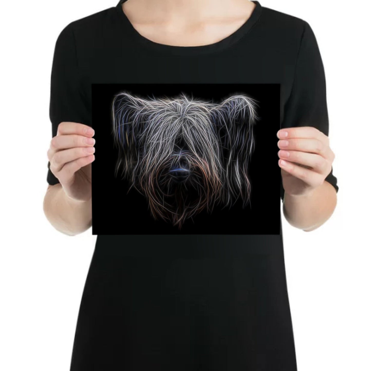 Skye Terrier Metal Wall Plaque with Stunning Fractal Art Design,  Perfect Skye Terrier Owner or Dog Lover Gift.