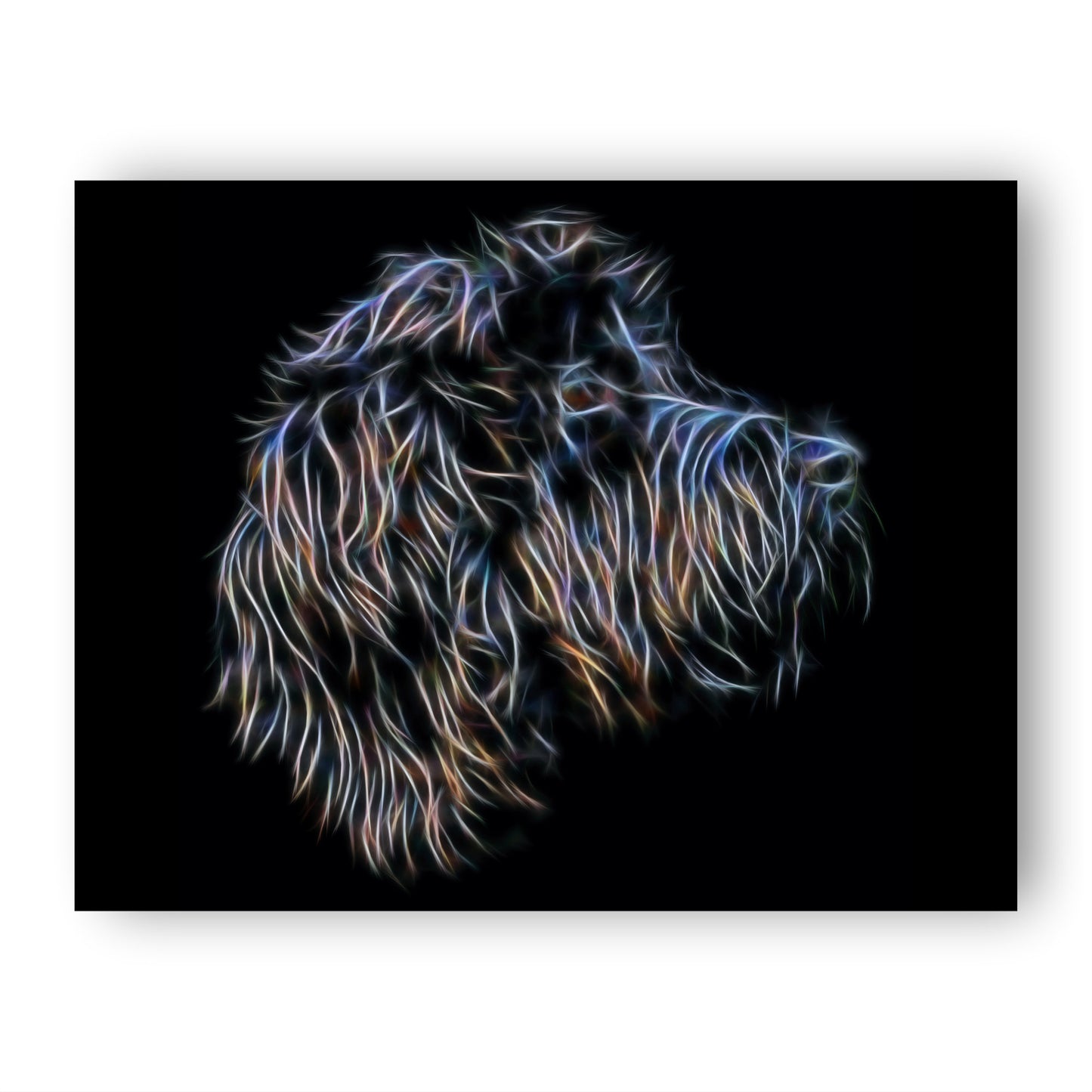 Black Cockapoo Print with Stunning Fractal Art Design. Various Sizes Available
