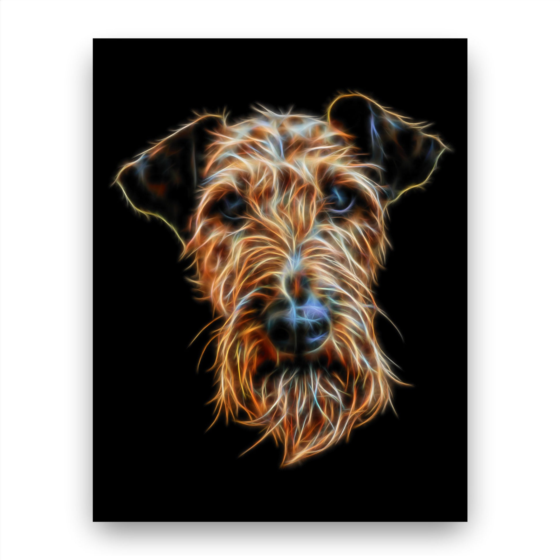 Airedale Terrier Print with Stunning Fractal Art Design. Various Sizes Available