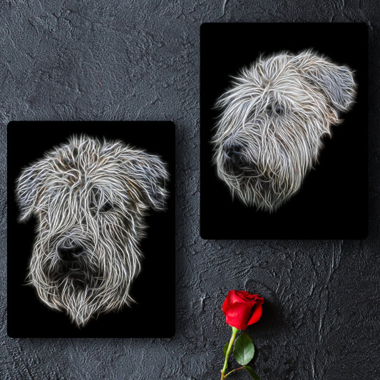 Wheaten Terrier Metal Wall Plaque with Stunning Fractal Art Design