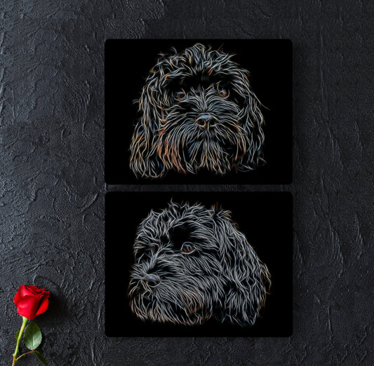 Black Cavapoo Metal Wall Plaque with Stunning Fractal Art Design,  Perfect Cavapoo Owner Gift.