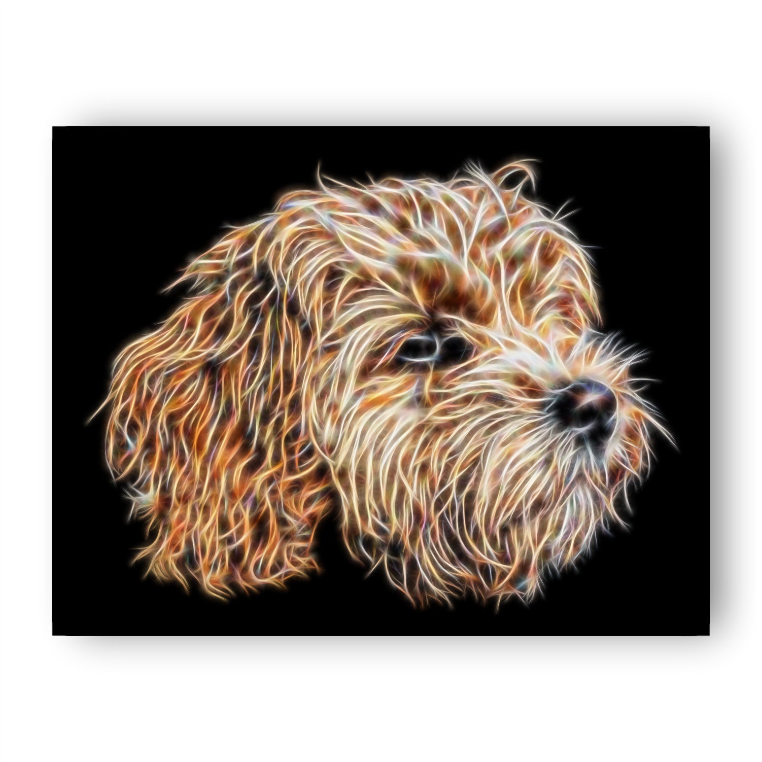 Apricot Cavapoo Print with Stunning Fractal Art Design. Various Sizes Available