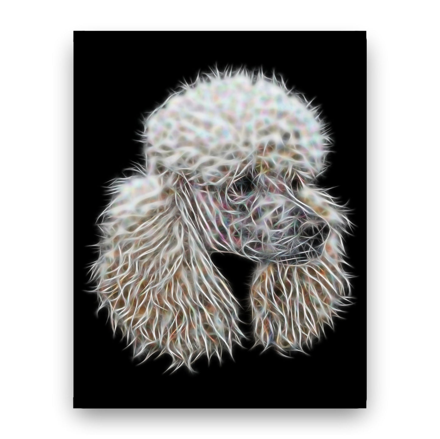 White Poodle Print with Stunning Fractal Art Design. Various Sizes Available