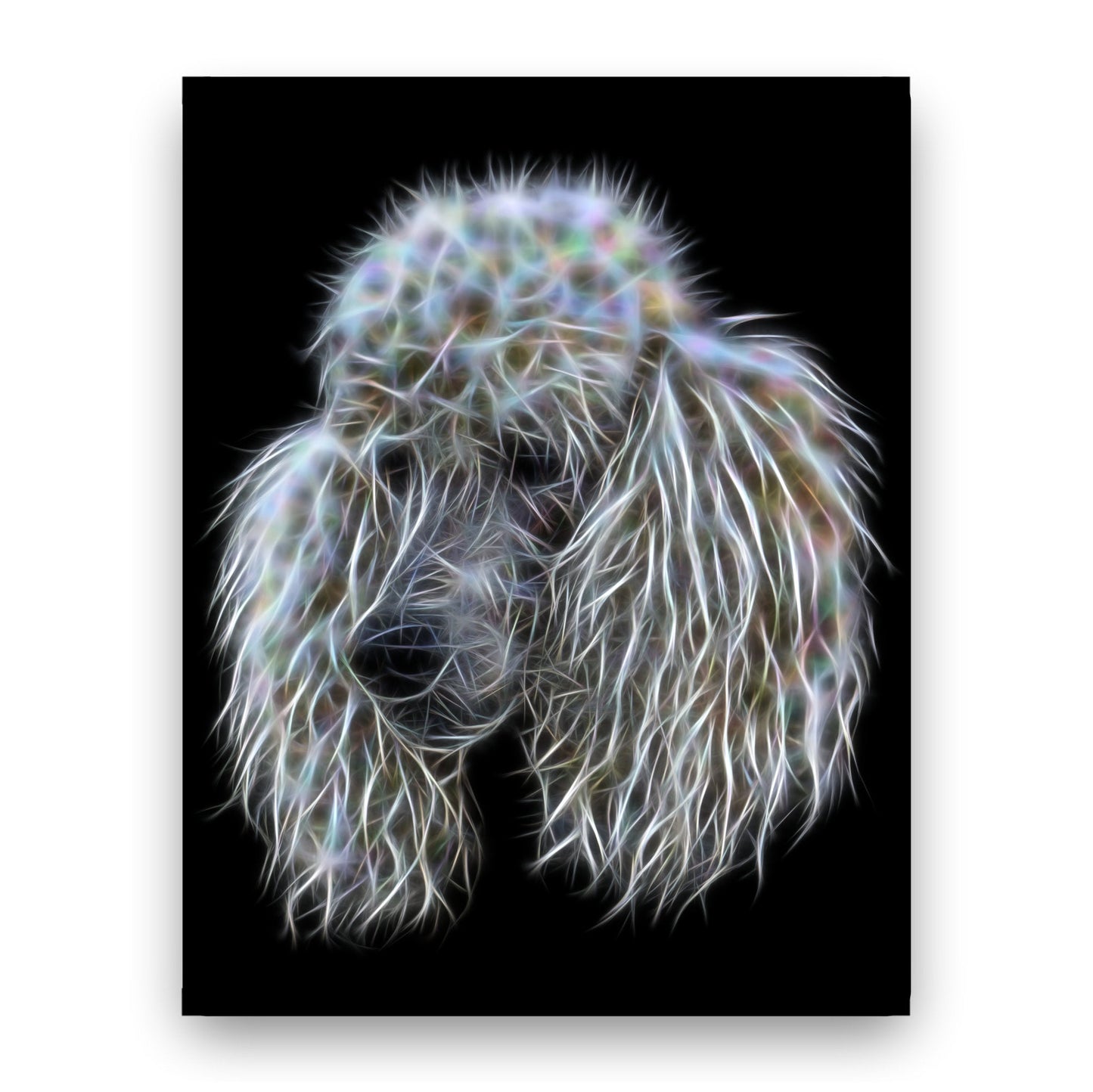 White Poodle Print with Stunning Fractal Art Design. Various Sizes Available