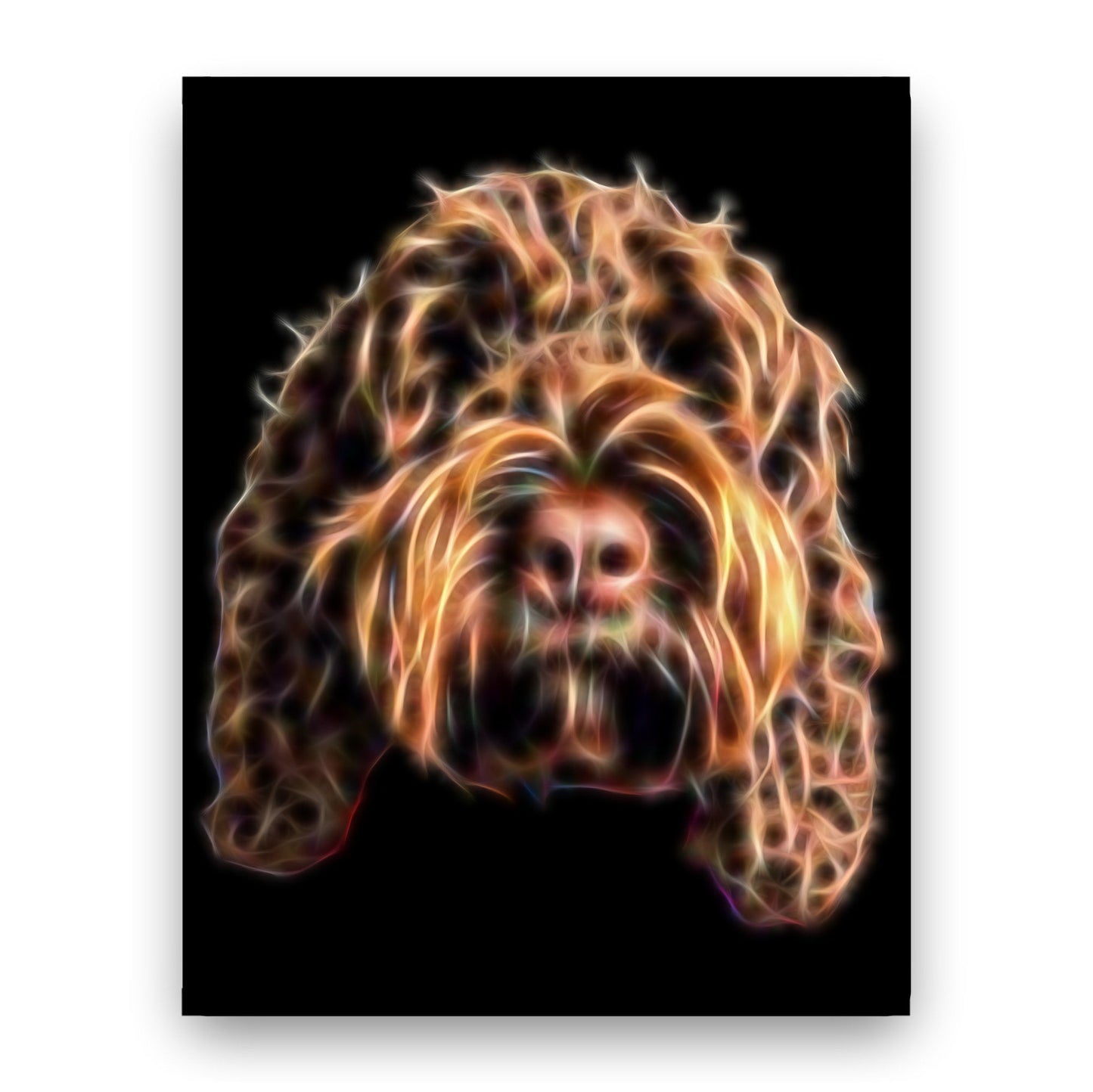 Chocolate Brown Cockapoo Print with Stunning Fractal Art Design. Various Sizes Available