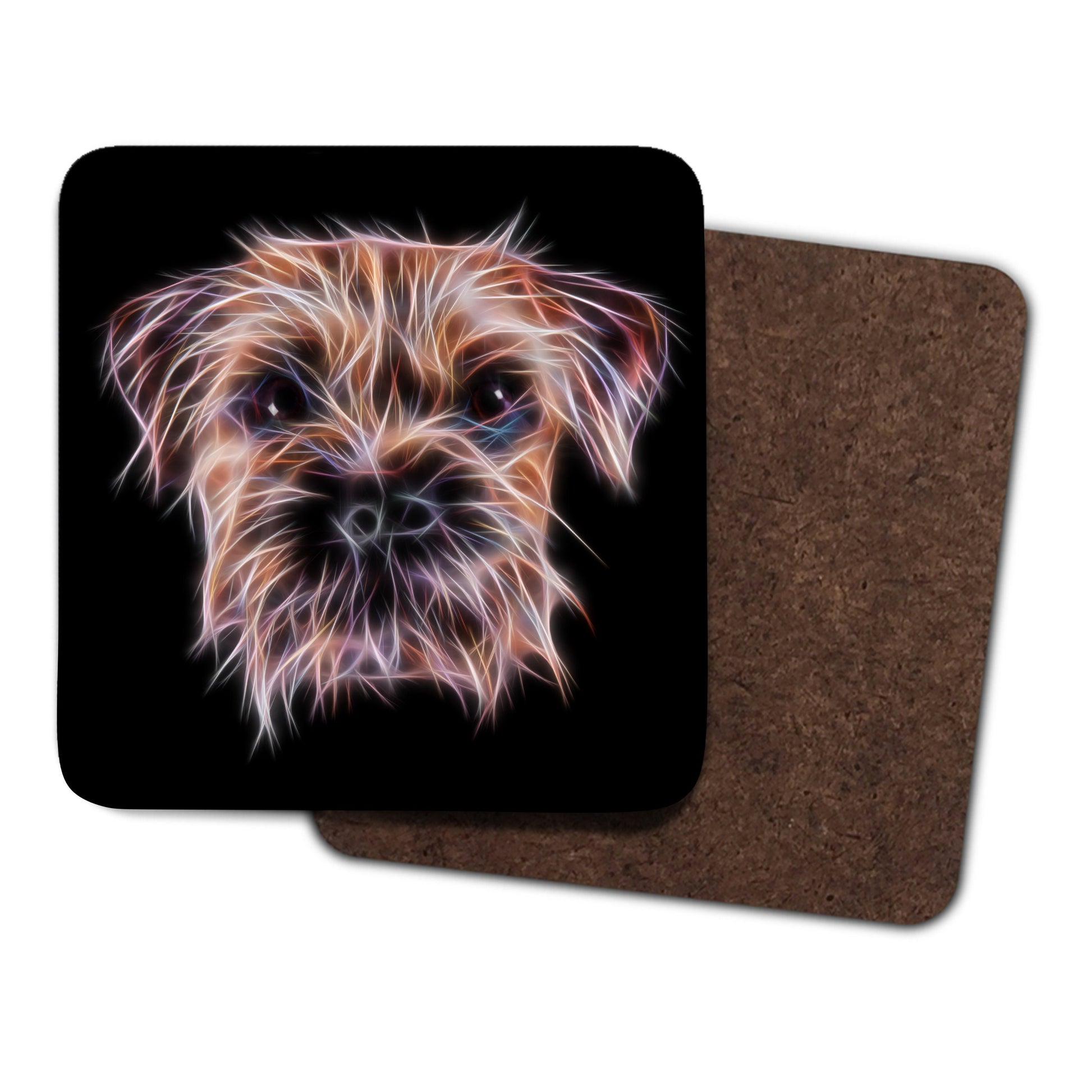 Border Terrier Coasters, Set of 2, with Fractal Art Design