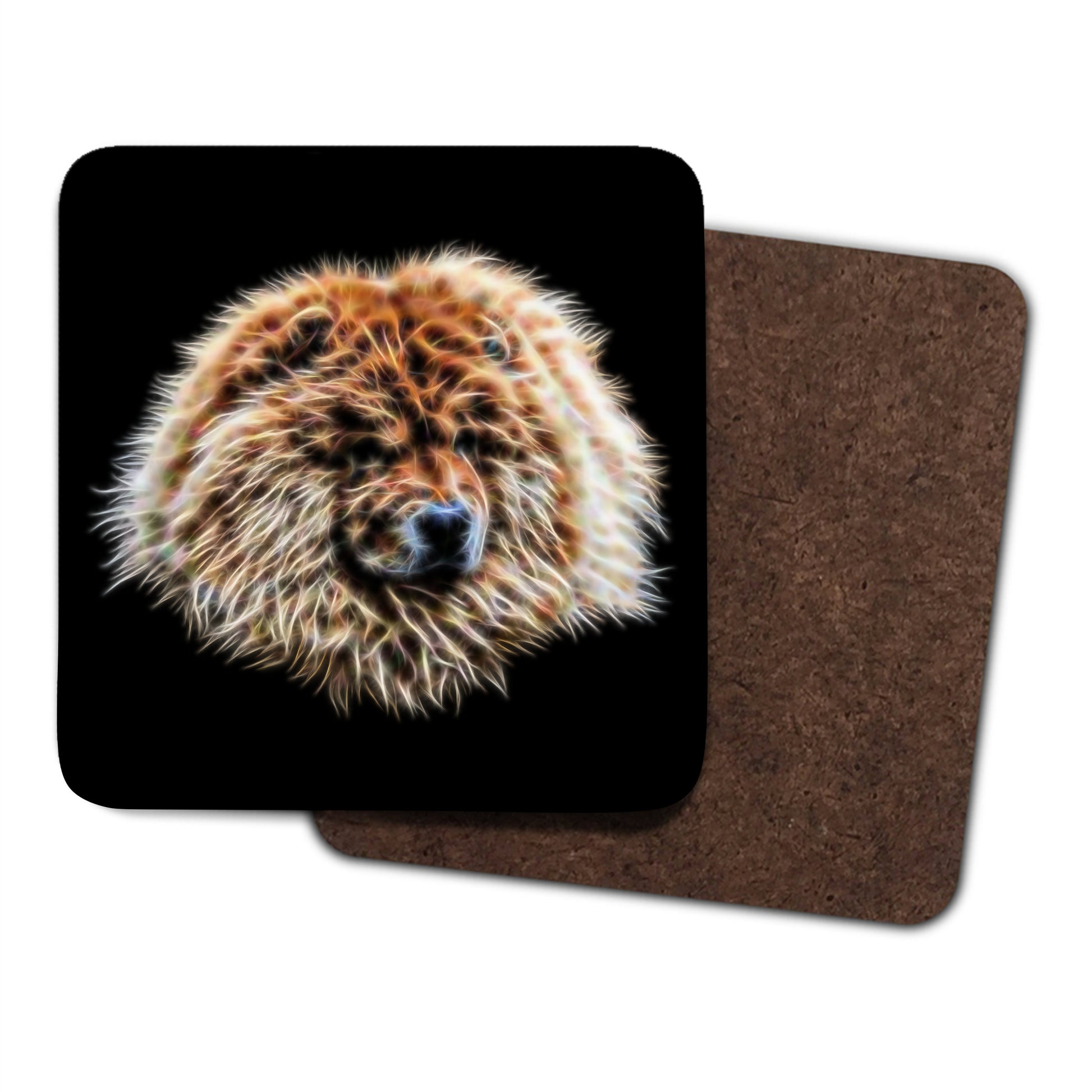 Chow Chow Coasters, Set of 2, with Stunning Fractal Art Design.