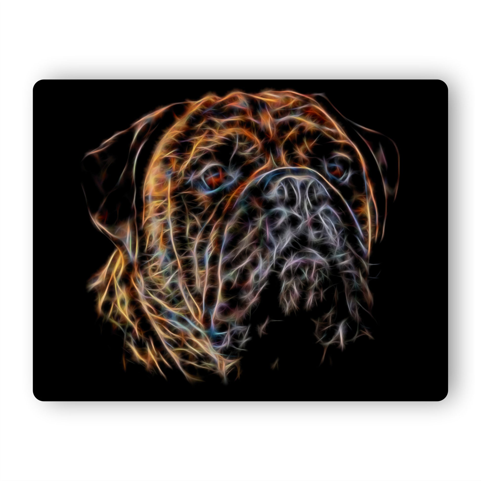 Brindle Bullmastiff Metal Wall Plaque with Stunning Fractal Art Design