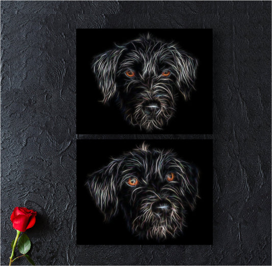 Black Jackapoo Print with Stunning Fractal Art Design. Various Sizes Available