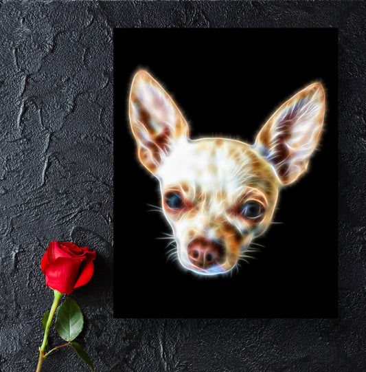 Cream Chihuahua Print with Stunning Fractal Art Design. Various Sizes Available