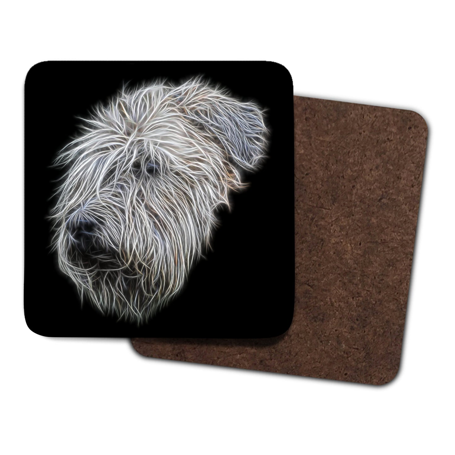 Wheaten Terrier Coasters, Set of 2, with Stunning Fractal Art Design.