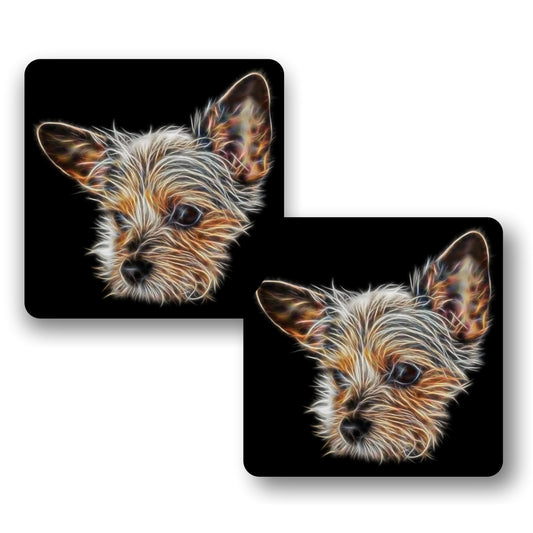 Chorkie Coasters, Set of 2, with Fractal Art Design, Perfect Chorkie Owner Gift