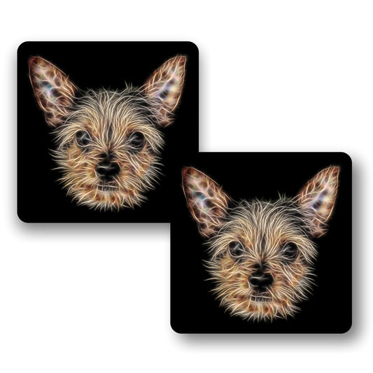 Chorkie Coasters, Set of 2, with Fractal Art Design, Perfect Chorkie Owner Gift