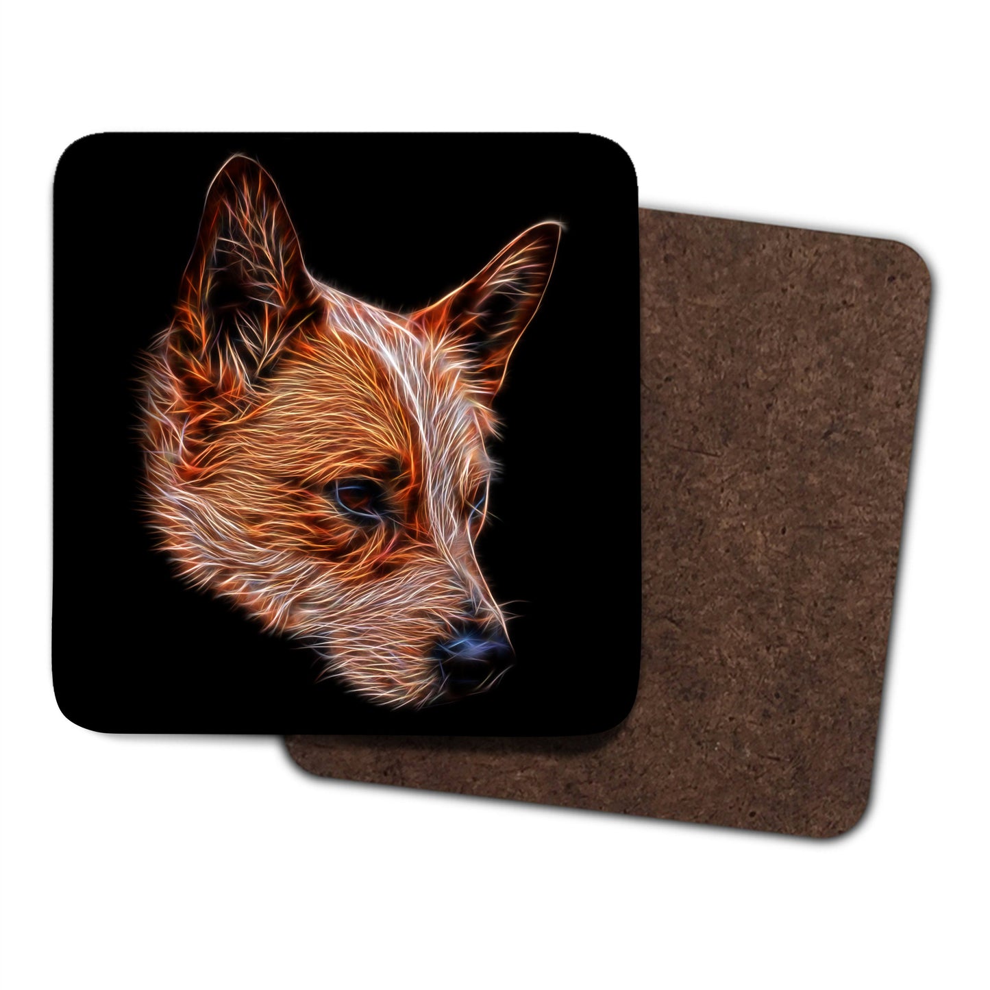 Australian Cattle Dog - Red Heeler Coasters, Set of 2, with Stunning Fractal Art Design, Red Heeler Owner Gift