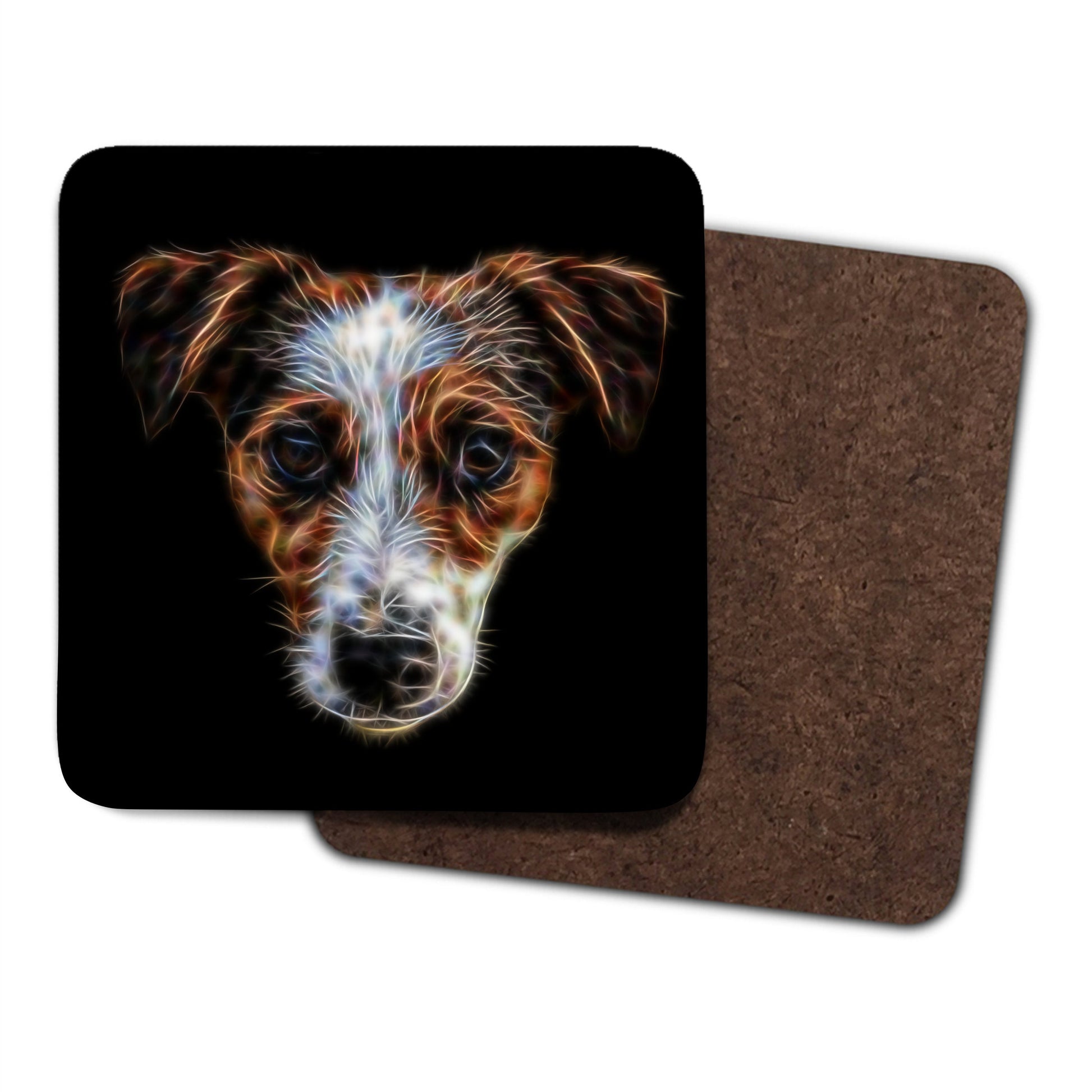 Jack Russell Coasters, Set of 2, with Stunning Fractal Art Design.