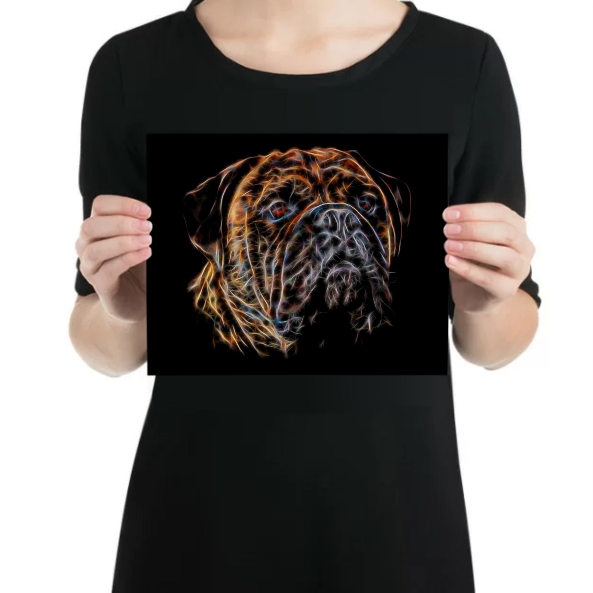 Brindle Bullmastiff Metal Wall Plaque with Stunning Fractal Art Design