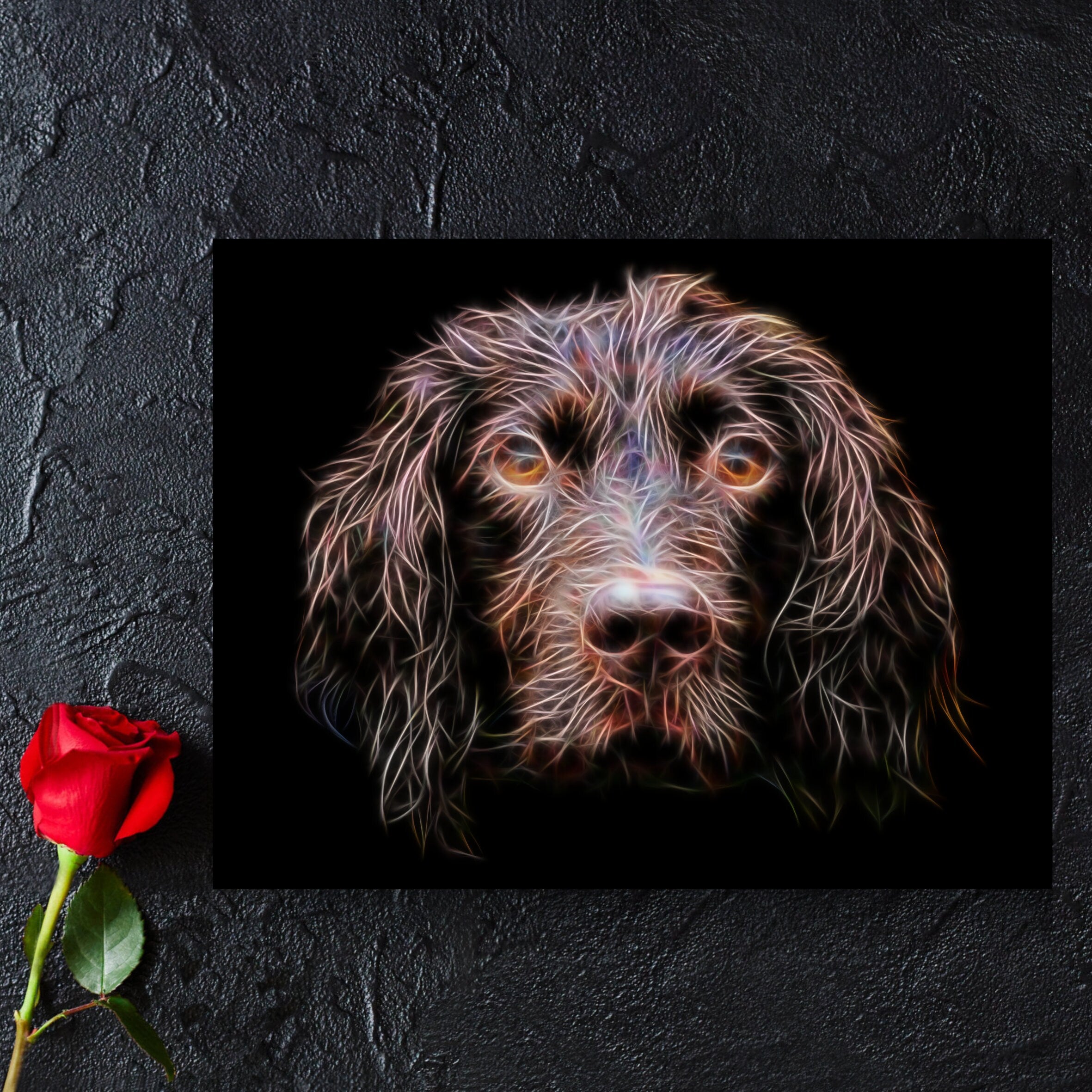 Working Coocker Chocolate Working Cocker Spaniel Print with Stunning Fractal Art Desig ...