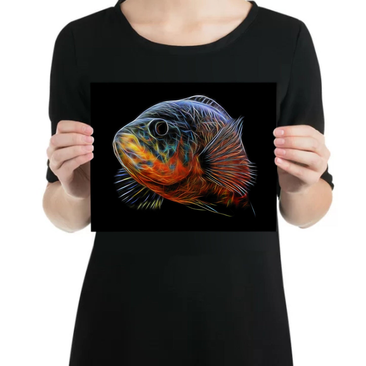 Tiger Oscar Fish Print with Stunning Fractal Art Design.