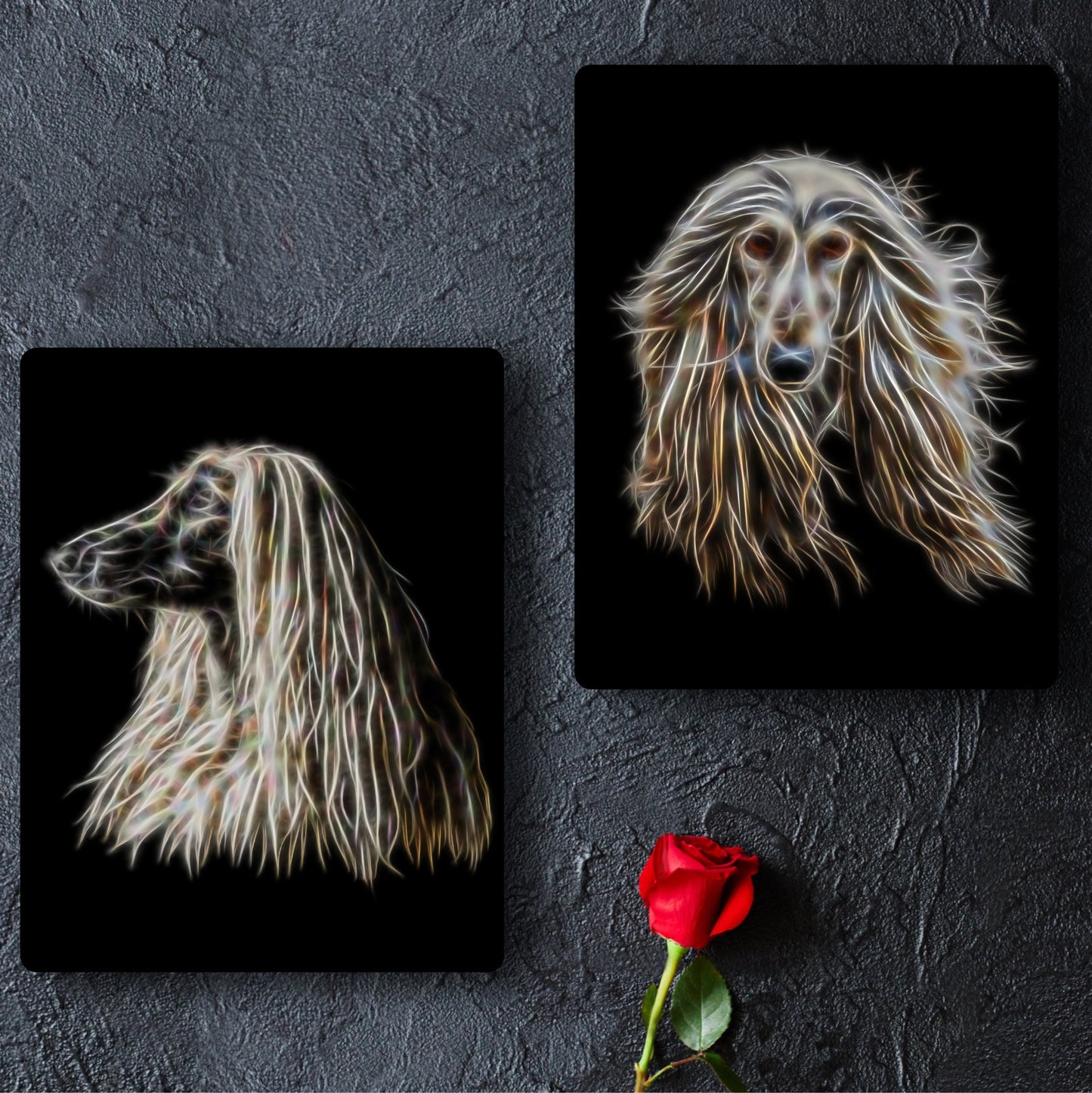 Afghan Hound Metal Wall Plaque with Stunning Fractal Art Design
