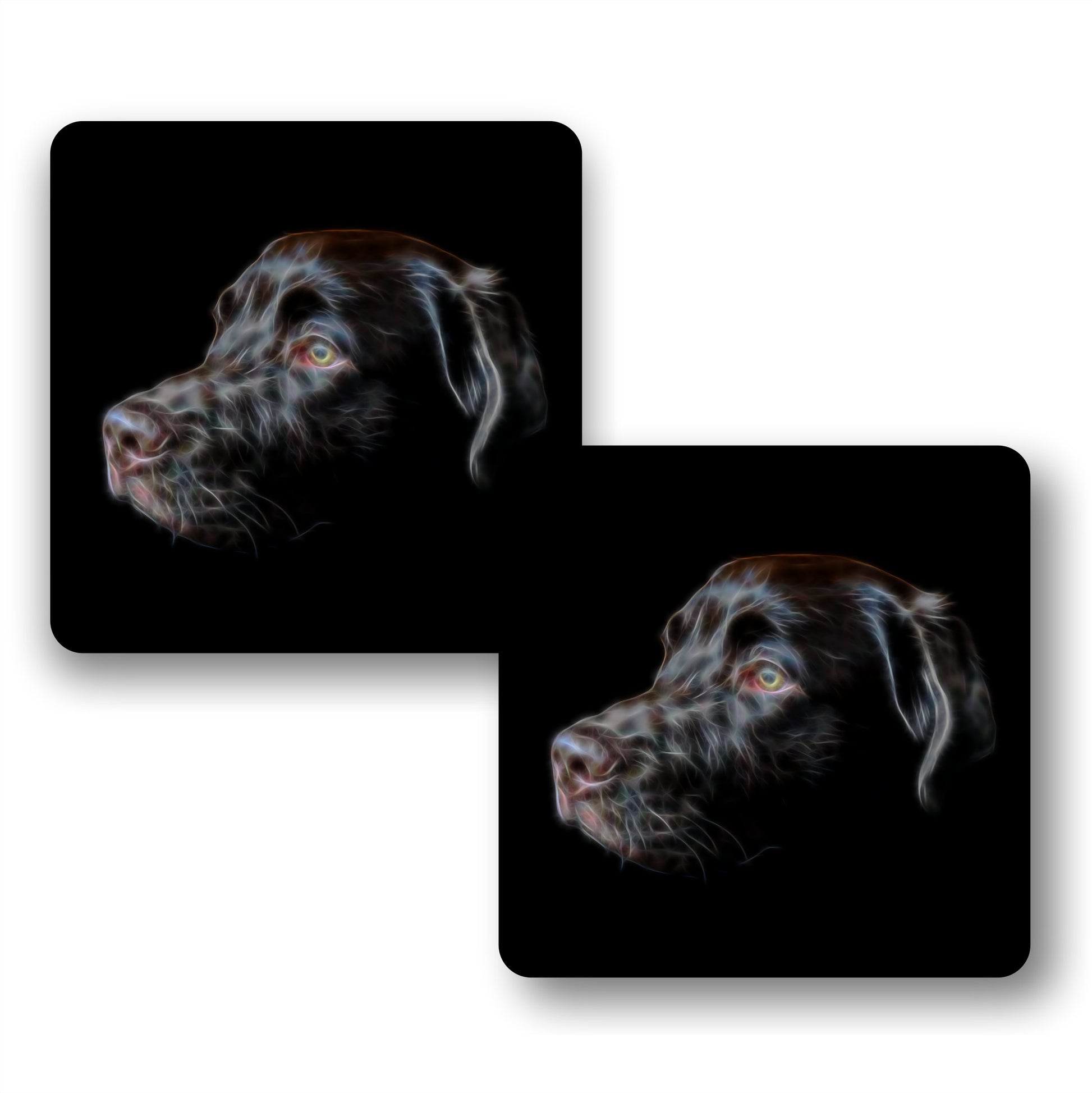 Chocolate Labrador Coasters, Set of 2, with Stunning Fractal Art Design, Dog Owner Gift