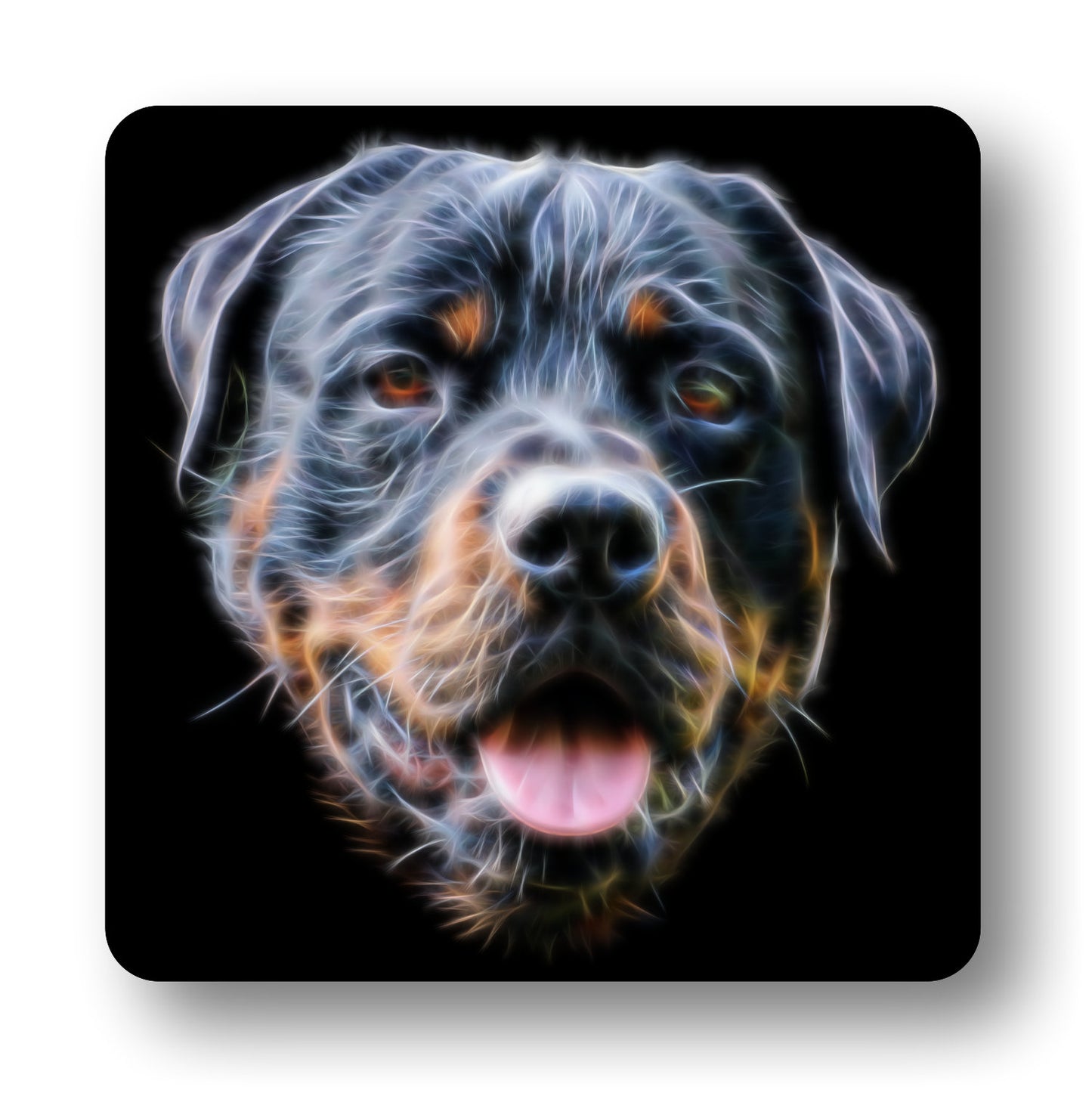 Rottweiler Coasters, Set of 2, with Fractal Art Design.