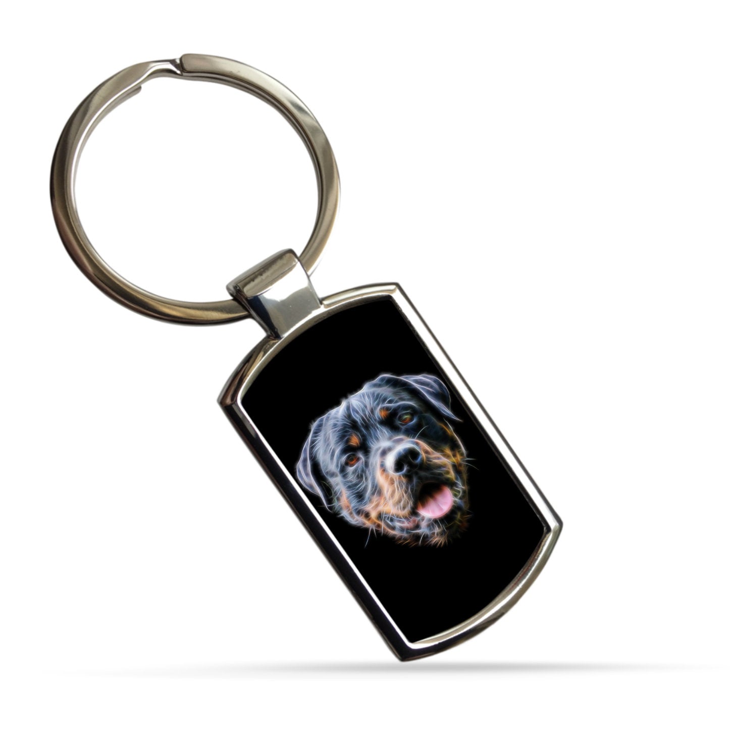Rottweiler Dog Keychain with Stunning Fractal Art Design