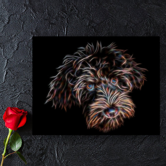 Chocolate Labradoodle Print with Stunning Fractal Art Design.