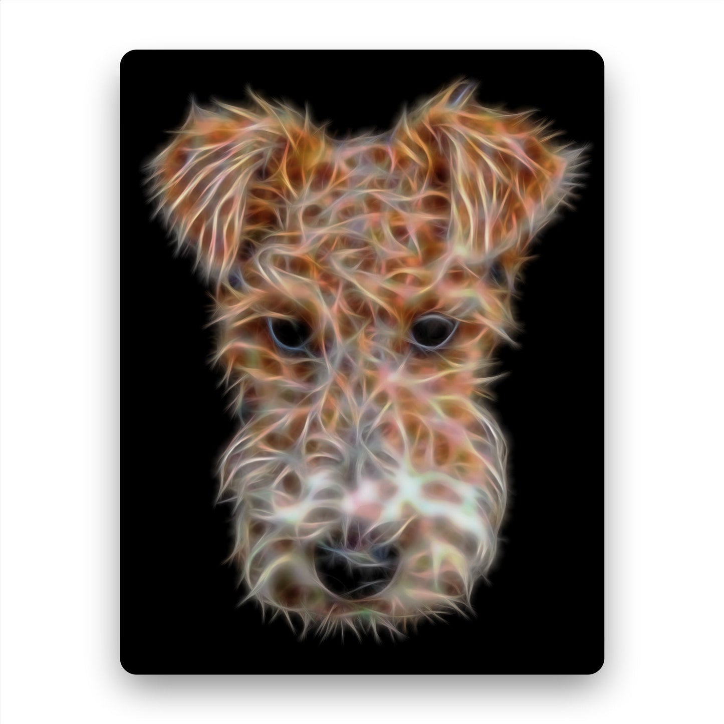 Wire Haired Fox Terrier Metal Wall Plaque with Stunning Fractal Art Design