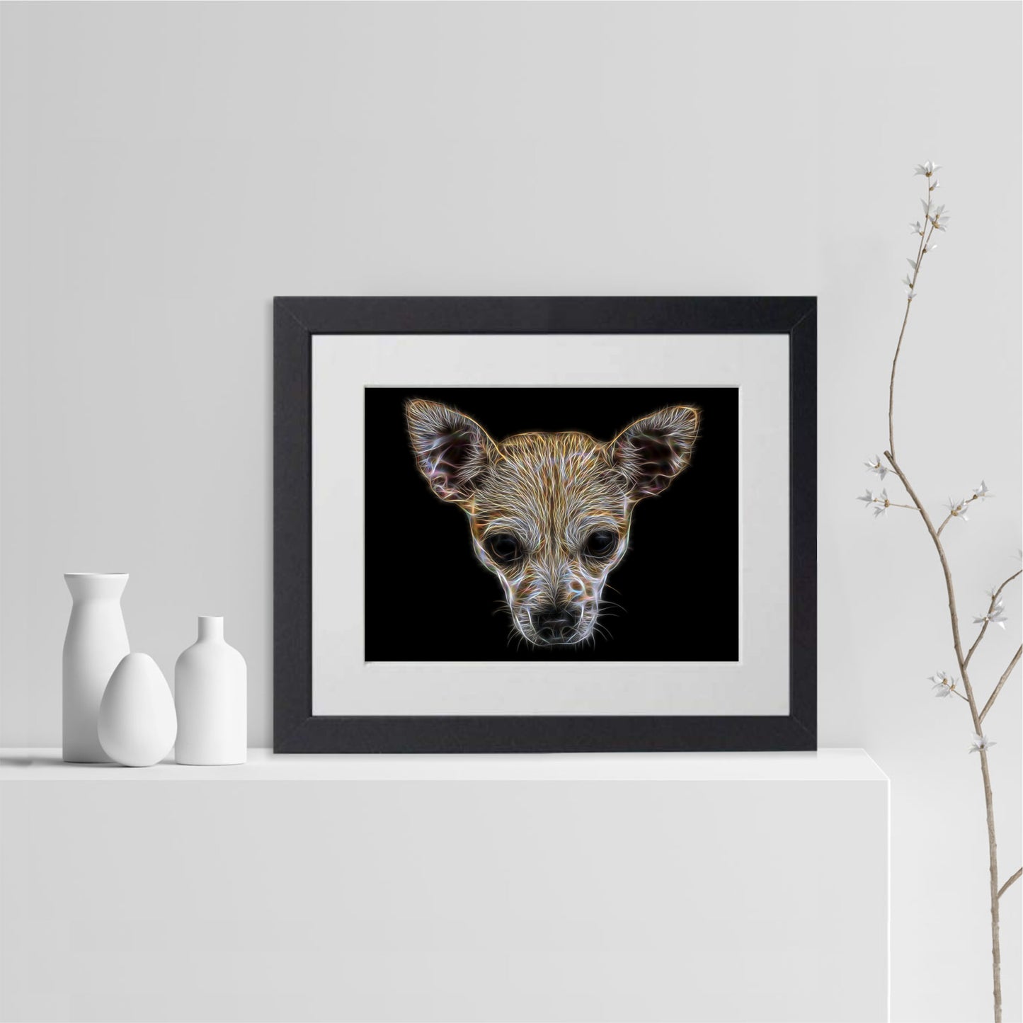 Cream Chihuahua Print with Stunning Fractal Art Design.