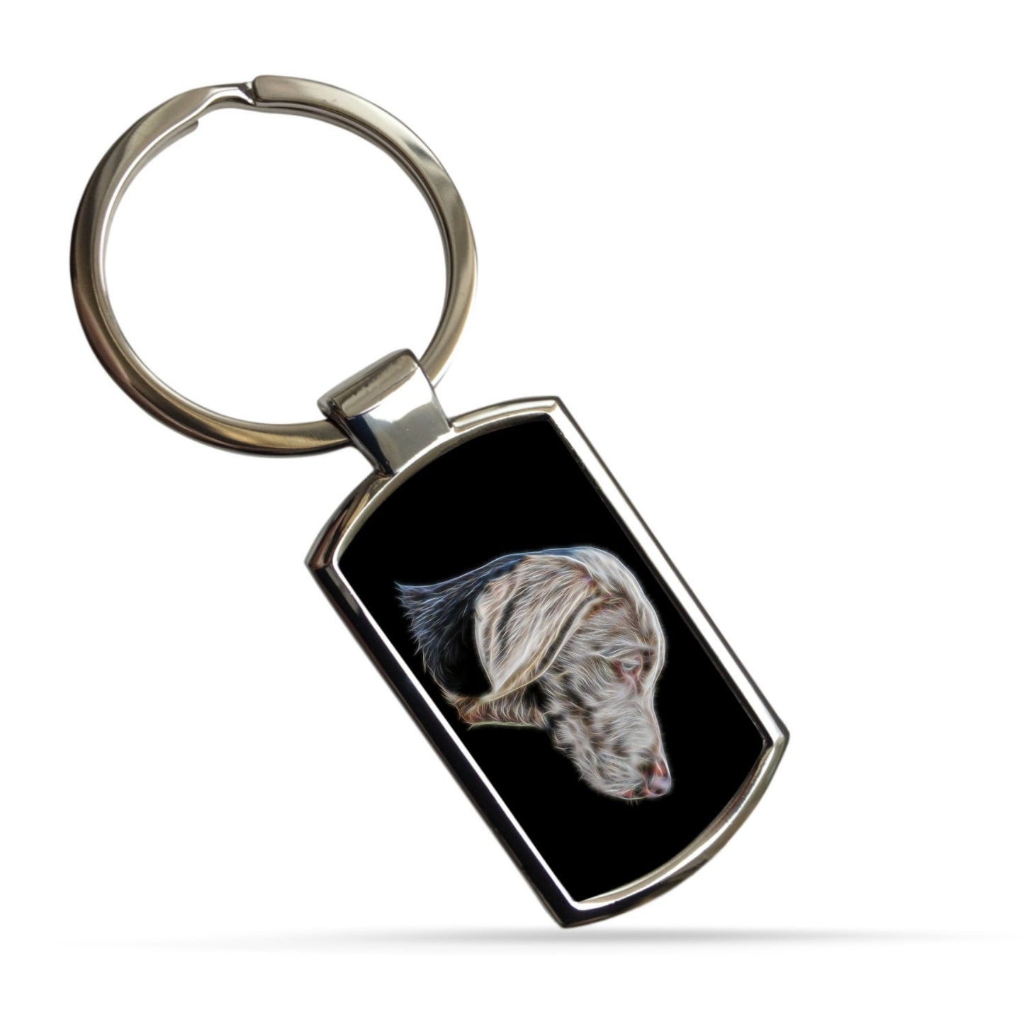 Weimaraner Keychain with Stunning Fractal Art Design. A Perfect Gift for Dog Lover.