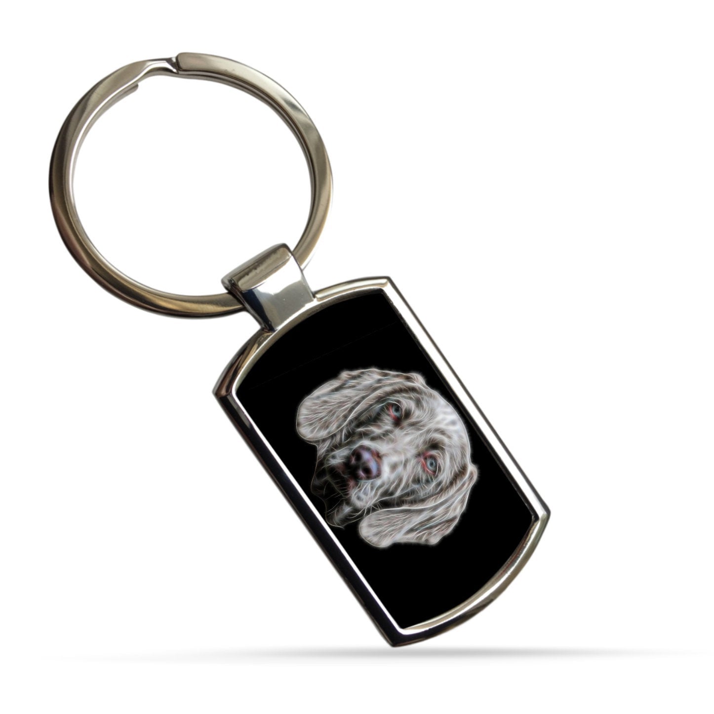 Weimaraner Keychain with Stunning Fractal Art Design. A Perfect Gift for Dog Lover.