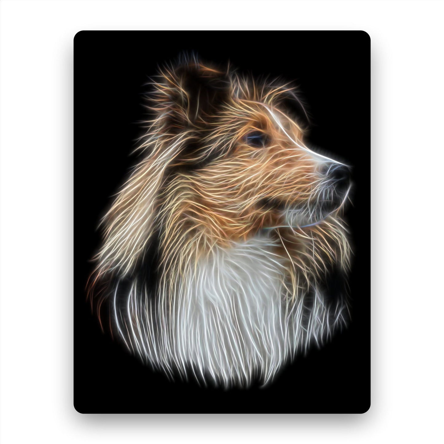 Shetland Sheepdog Aluminium Metal Wall Plaque with Fractal Art Design, Gift for Dog Owner