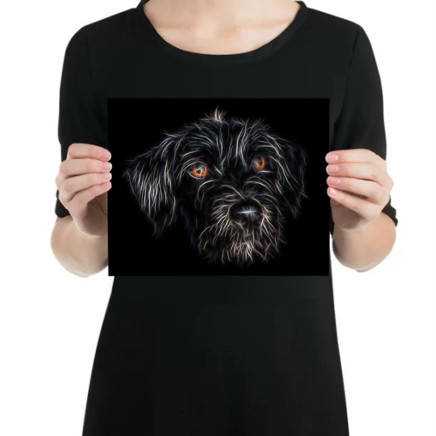 Black Jackapoo Print with Stunning Fractal Art Design. Various Sizes Available