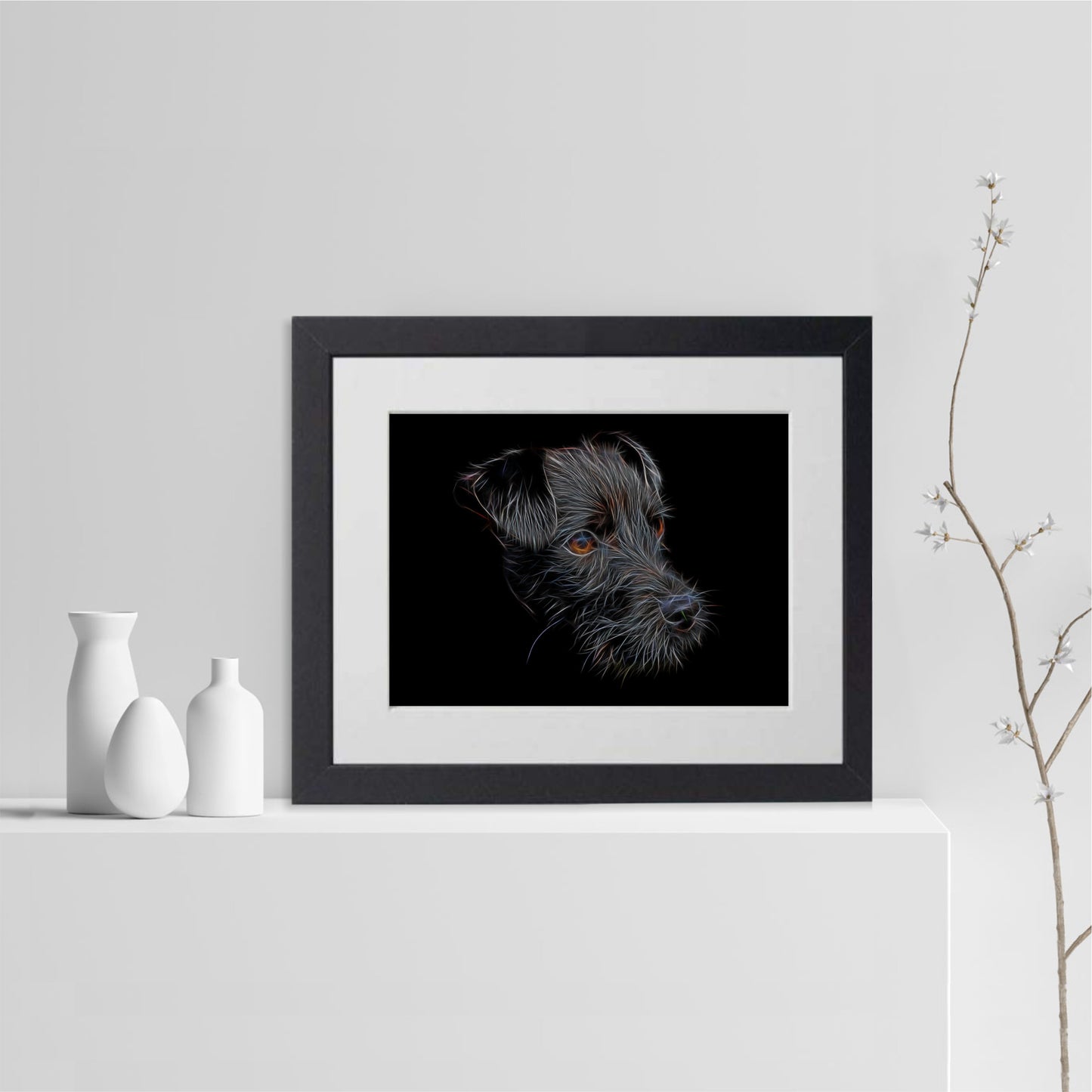 Patterdale Terrier Print with Stunning Fractal Art Design. Various Sizes Available