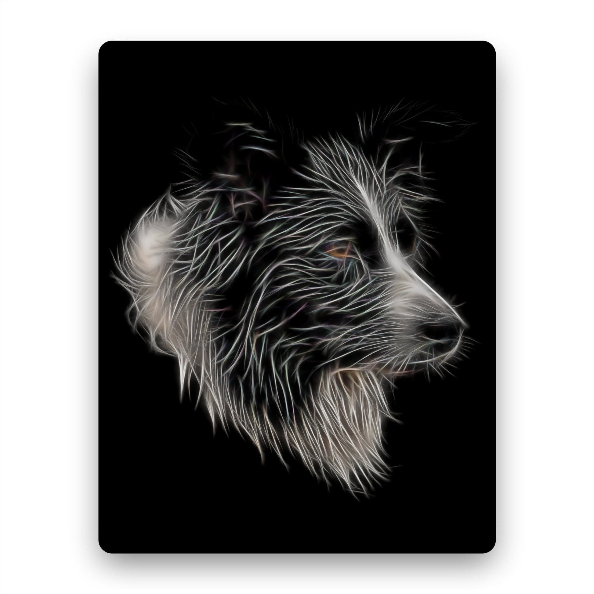 Border Collie Metal Wall Plaque with Fractal Art Design. Perfect Gift for dog Owner