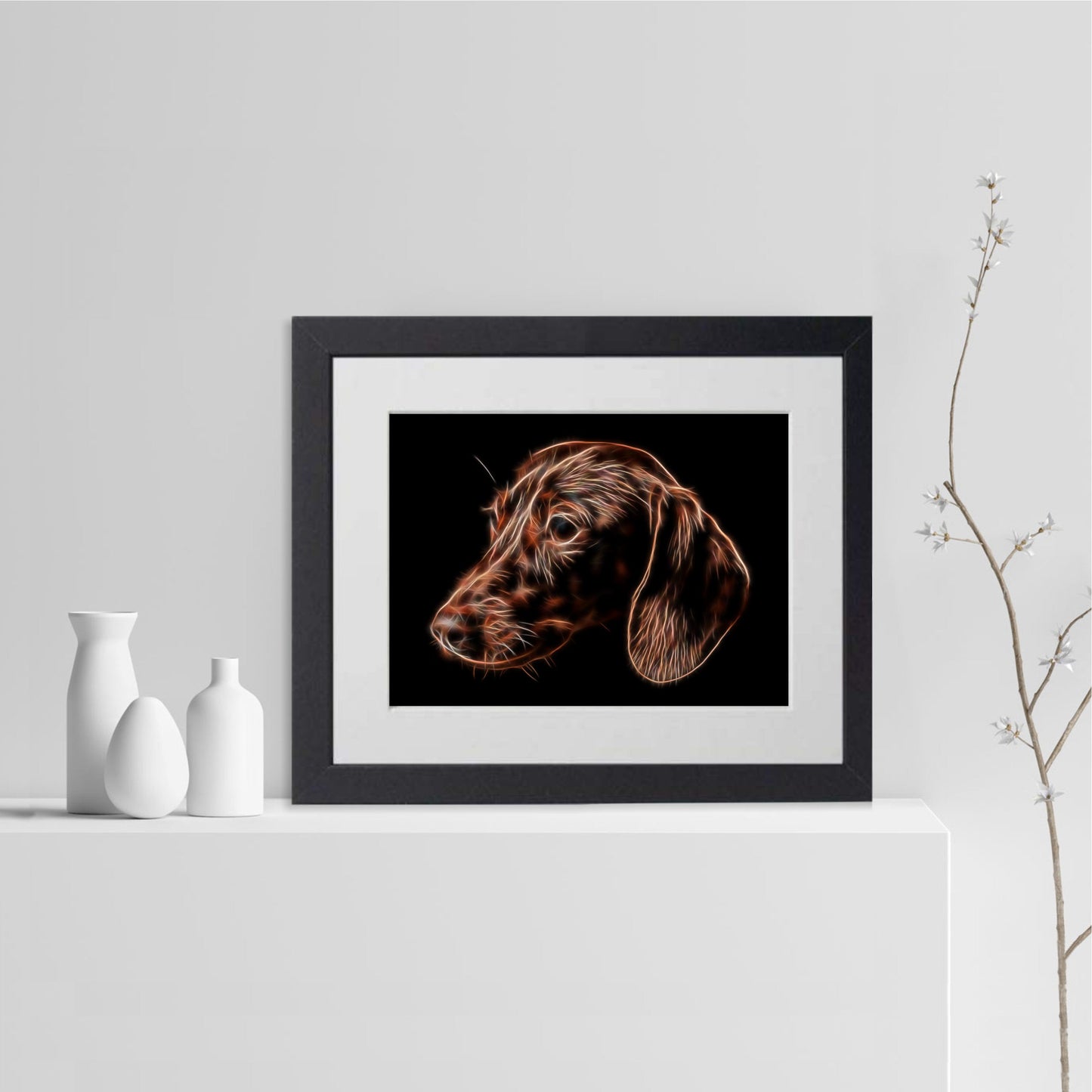 Chocolate Dachshund Print with Stunning Fractal Art Design. Various Sizes Available
