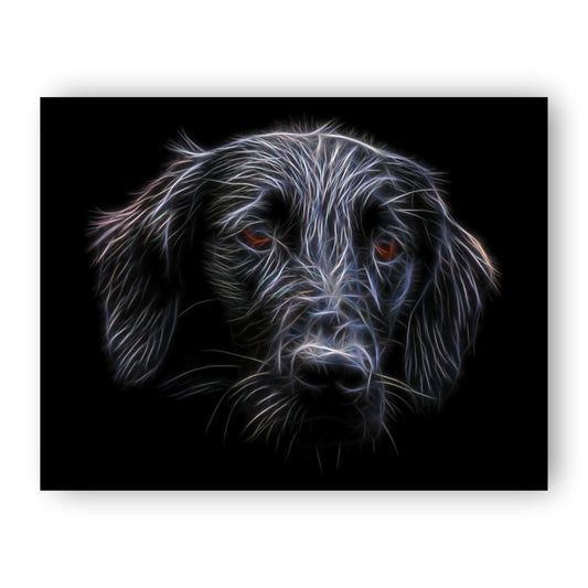 Flat Coated Retriever Dog Print with Stunning Fractal Art Design. Various Sizes Available