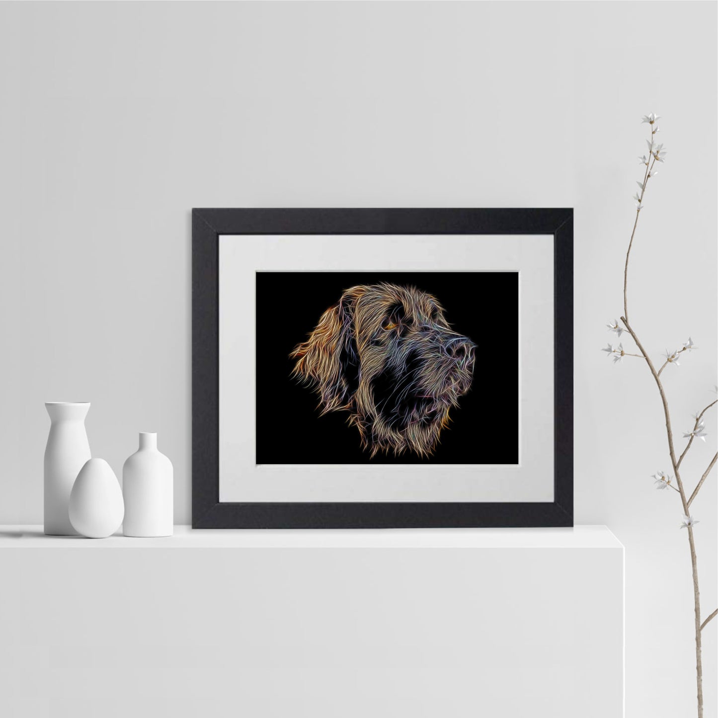 Leonberger Print with Stunning Fractal Art Design. Various Sizes Available