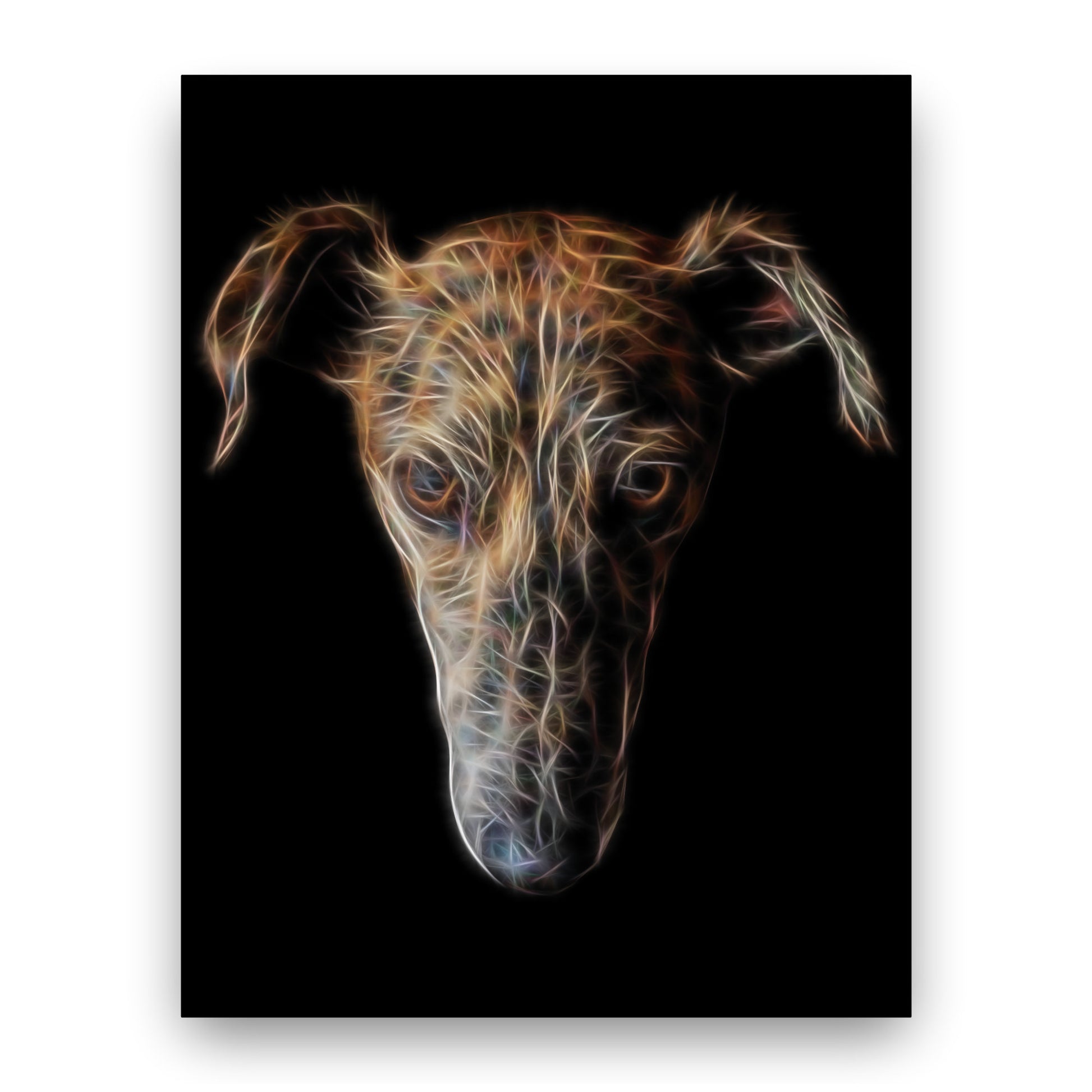 Brindle Lurcher Print with Stunning Fractal Art Design. Various Sizes Available