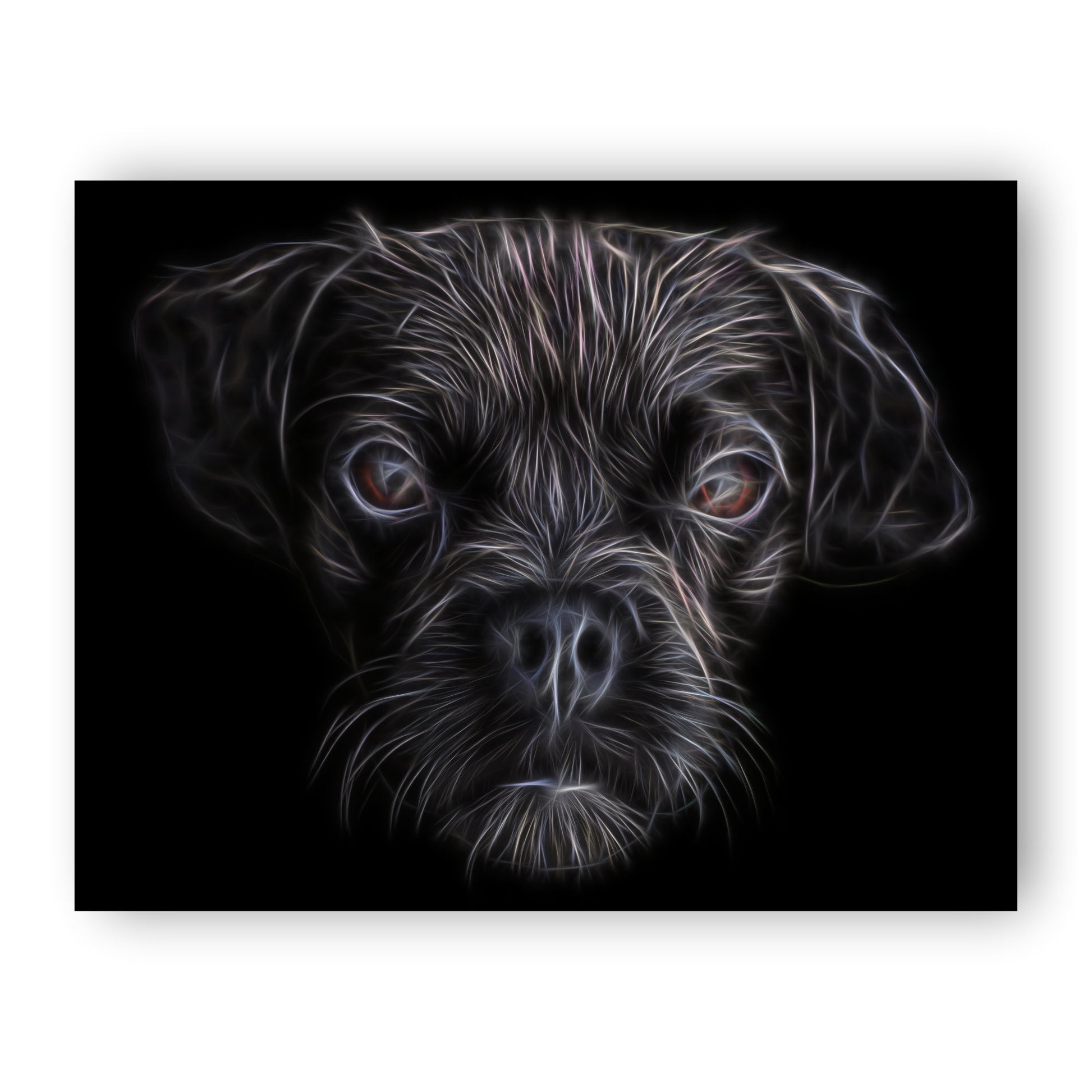 Black Puggle Print with Stunning Fractal Art Design. Various Sizes Available