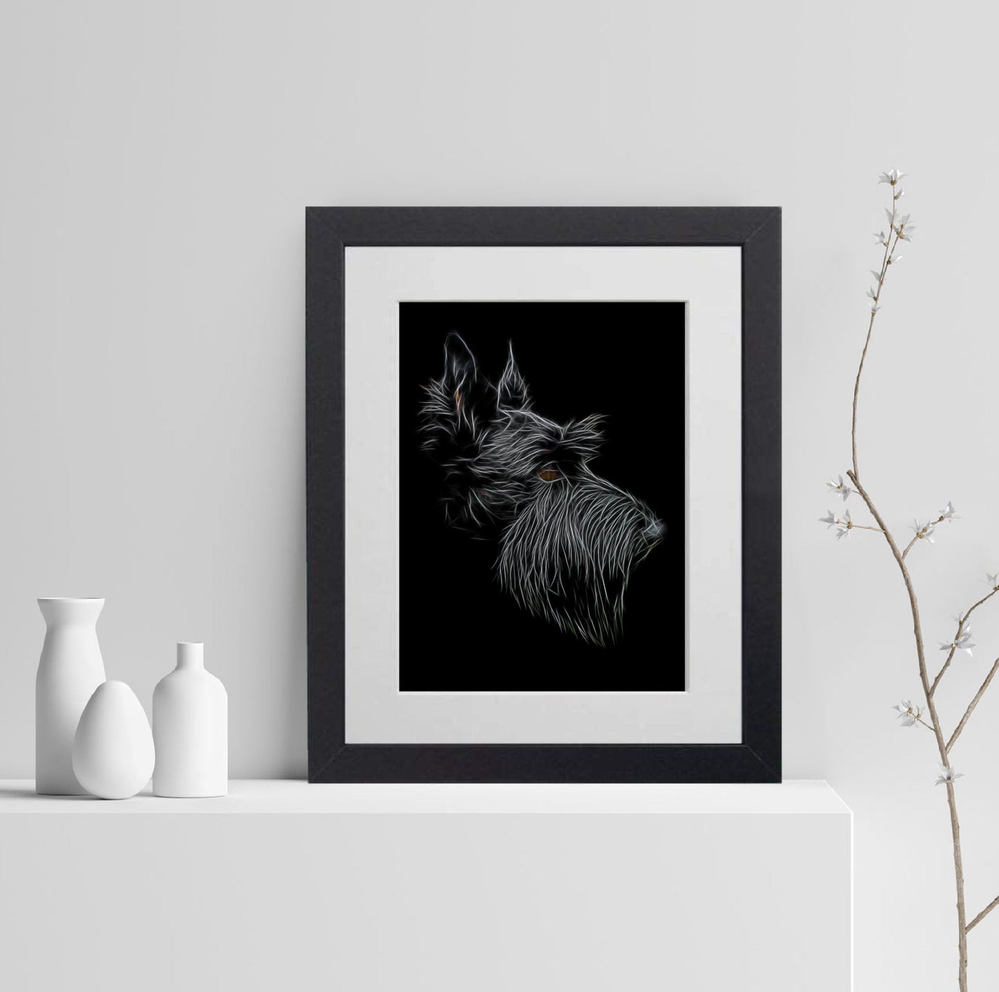 Scottish Terrier Print with Stunning Fractal Art Design. Various Sizes Available