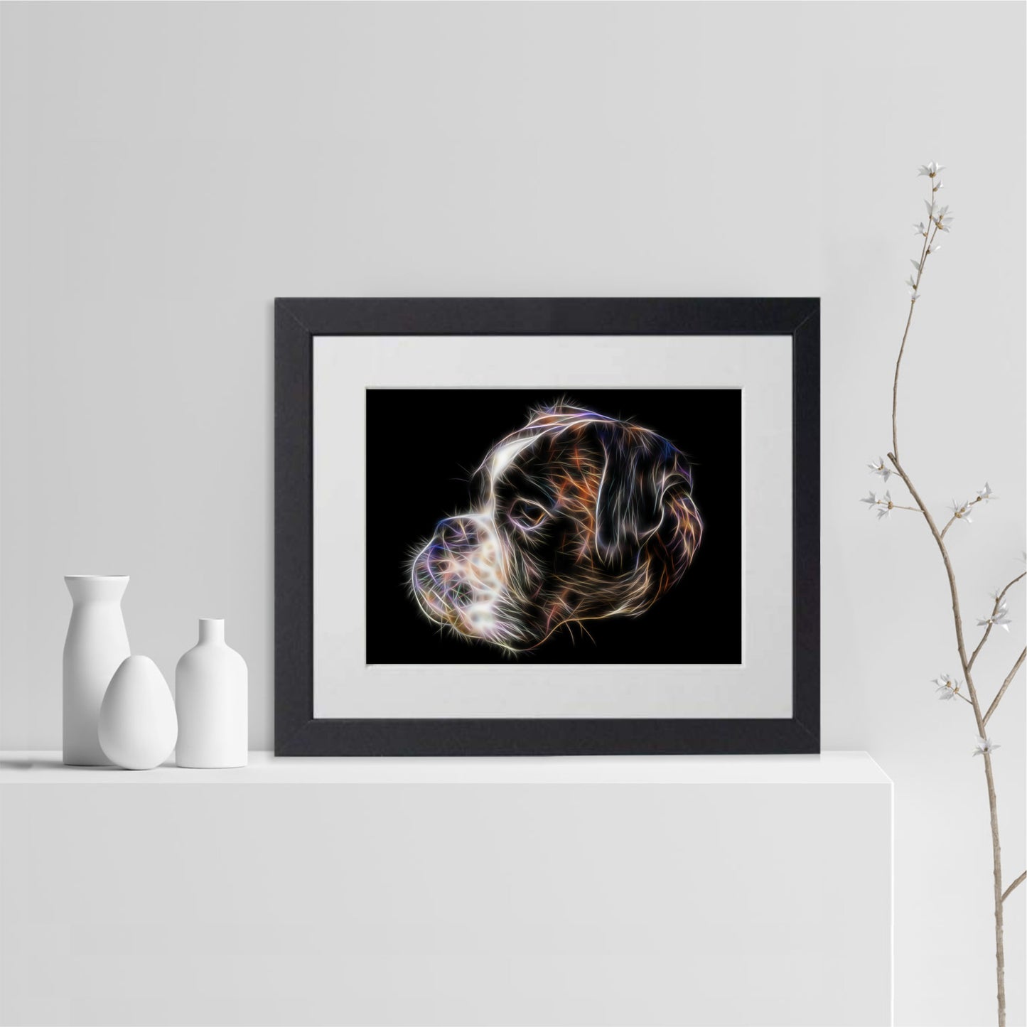 Boxer Dog Print with Stunning Fractal Art Design. Various Sizes Available