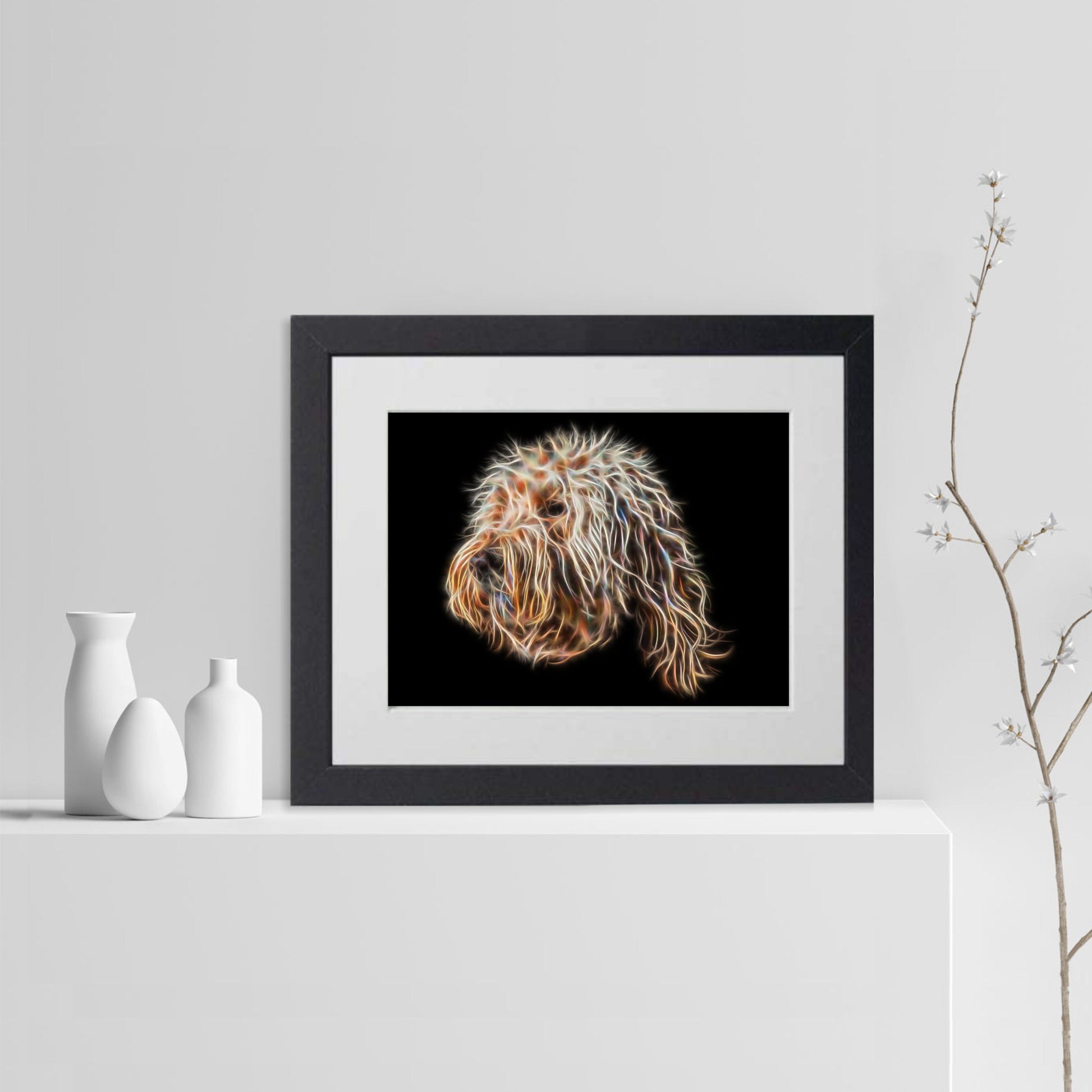 Gold Labradoodle Print with Stunning Fractal Art Design. Various Sizes Available