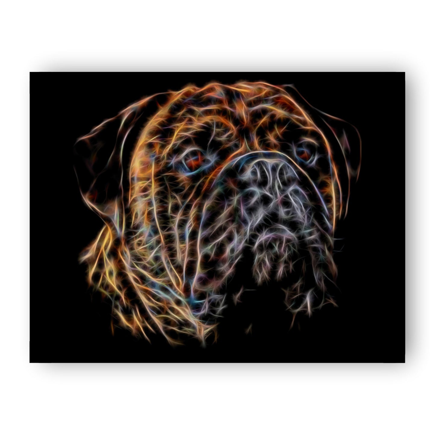 Brindle Bullmastiff Print with Stunning Fractal Art Design. Various Sizes Available