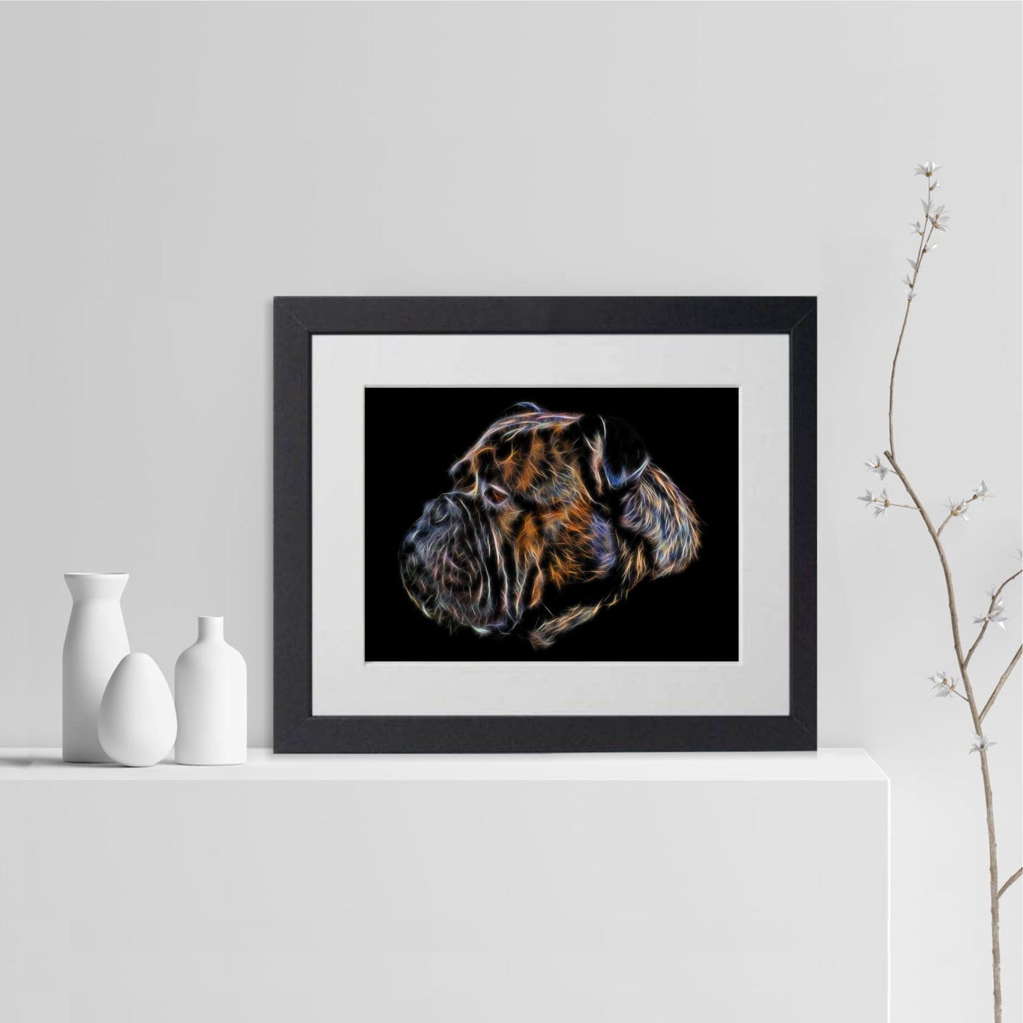 Brindle Bullmastiff Print with Stunning Fractal Art Design. Various Sizes Available
