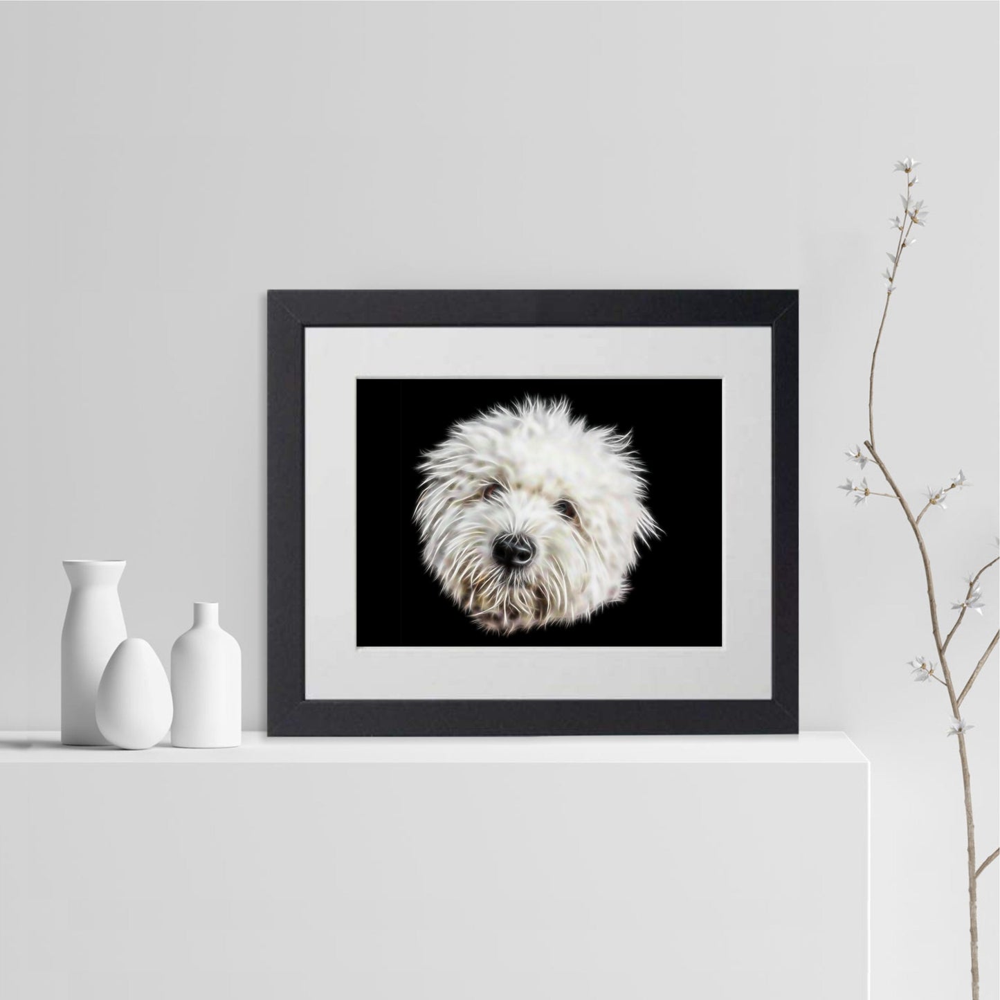 Coton De Tulear Print with Stunning Fractal Art Design. Various Sizes Available